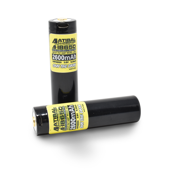 Atibal Illumination 18650 USB Rechargeable Batteries (PAIR)